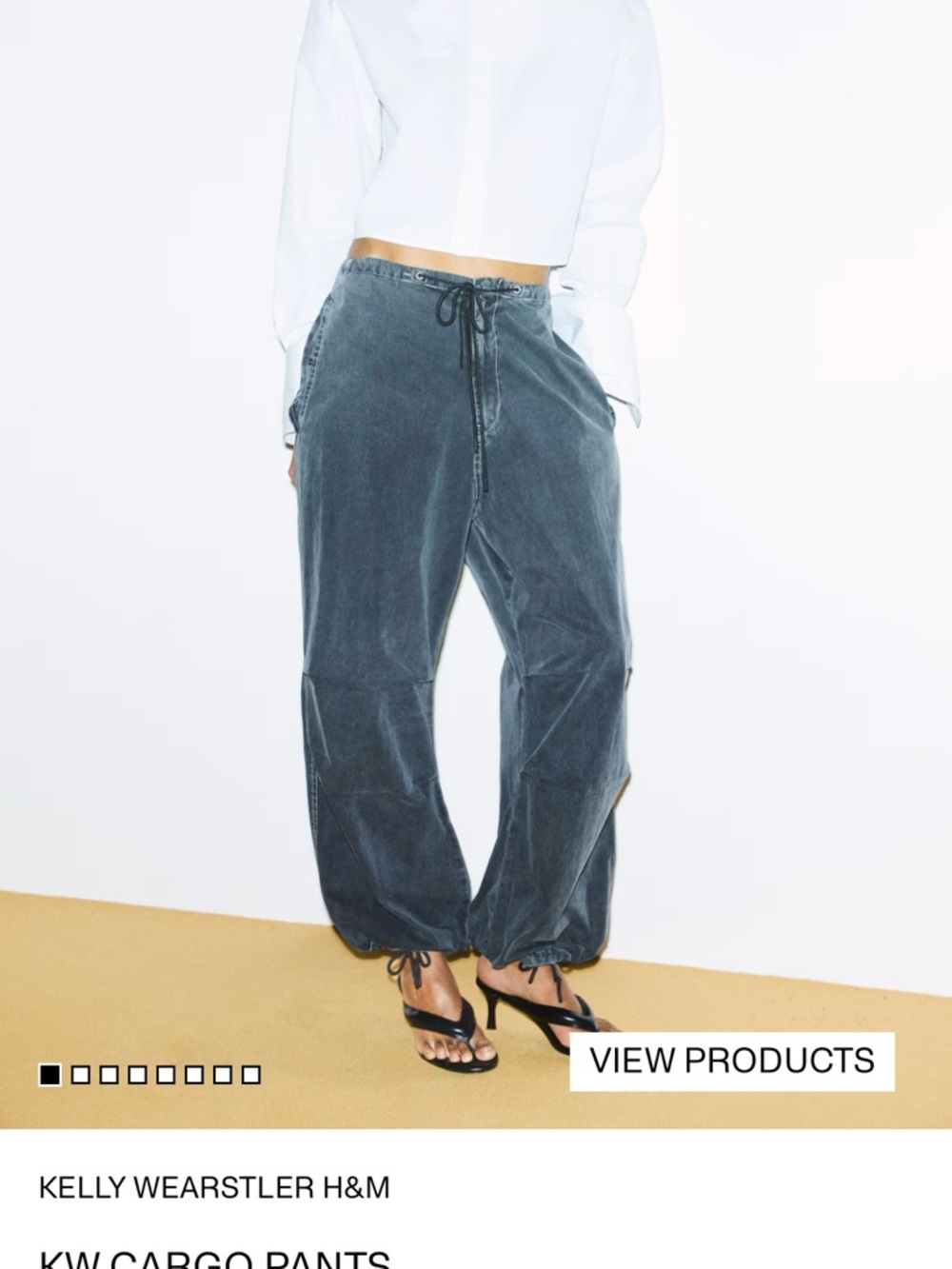 H&M Kelly Wearstler Cargos in Washed Charcoal Blue